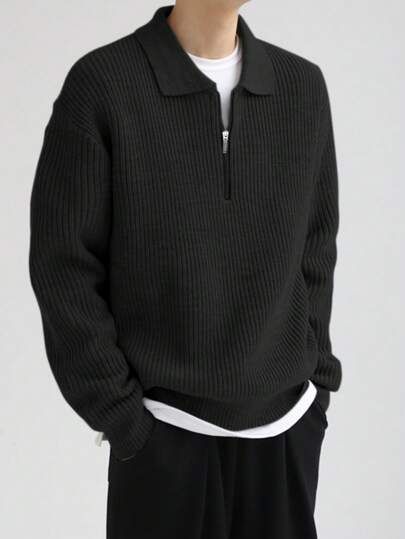 Men's Long-Sleeve Soft Touch Quarter-Zip Sweater