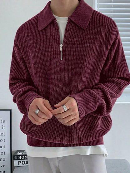 Men's Long-Sleeve Soft Touch Quarter-Zip Sweater