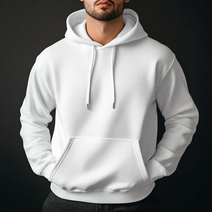 MEN'S Casual Fleece Simple White Hoodie