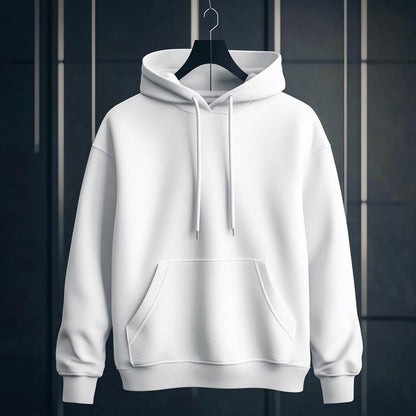 MEN'S Casual Fleece Simple White Hoodie
