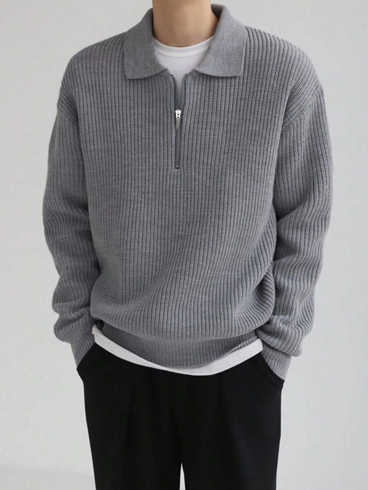 Men's Long-Sleeve Soft Touch Quarter-Zip Sweater