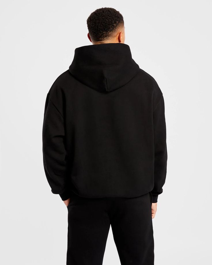 MEN'S  Casual  Fleece Simple Black  Hoodie