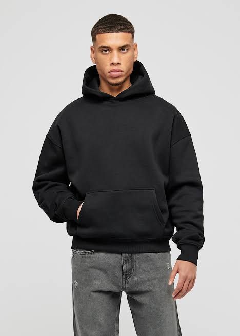 MEN'S  Casual  Fleece Simple Black  Hoodie